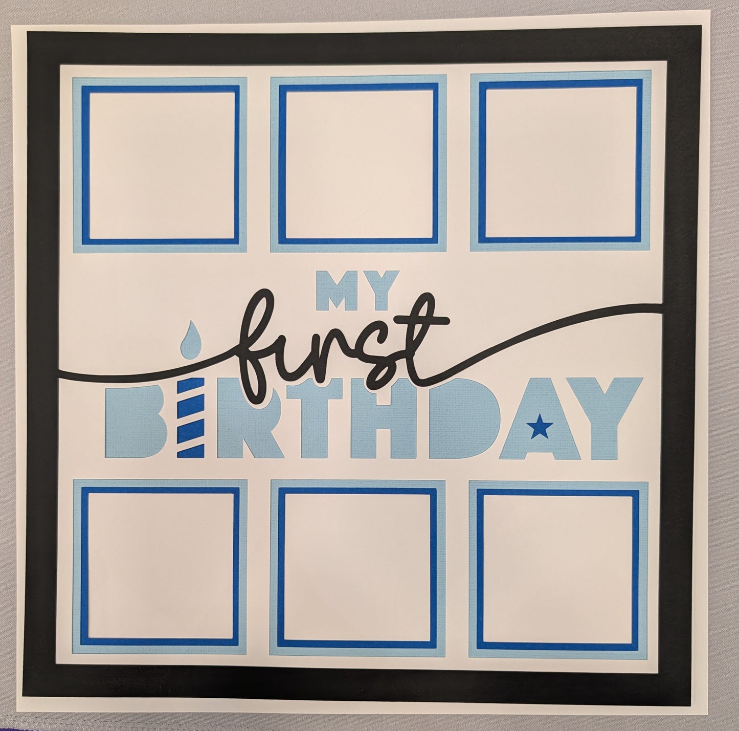 Layered Frame: 1st Birthday (12x12) Blue