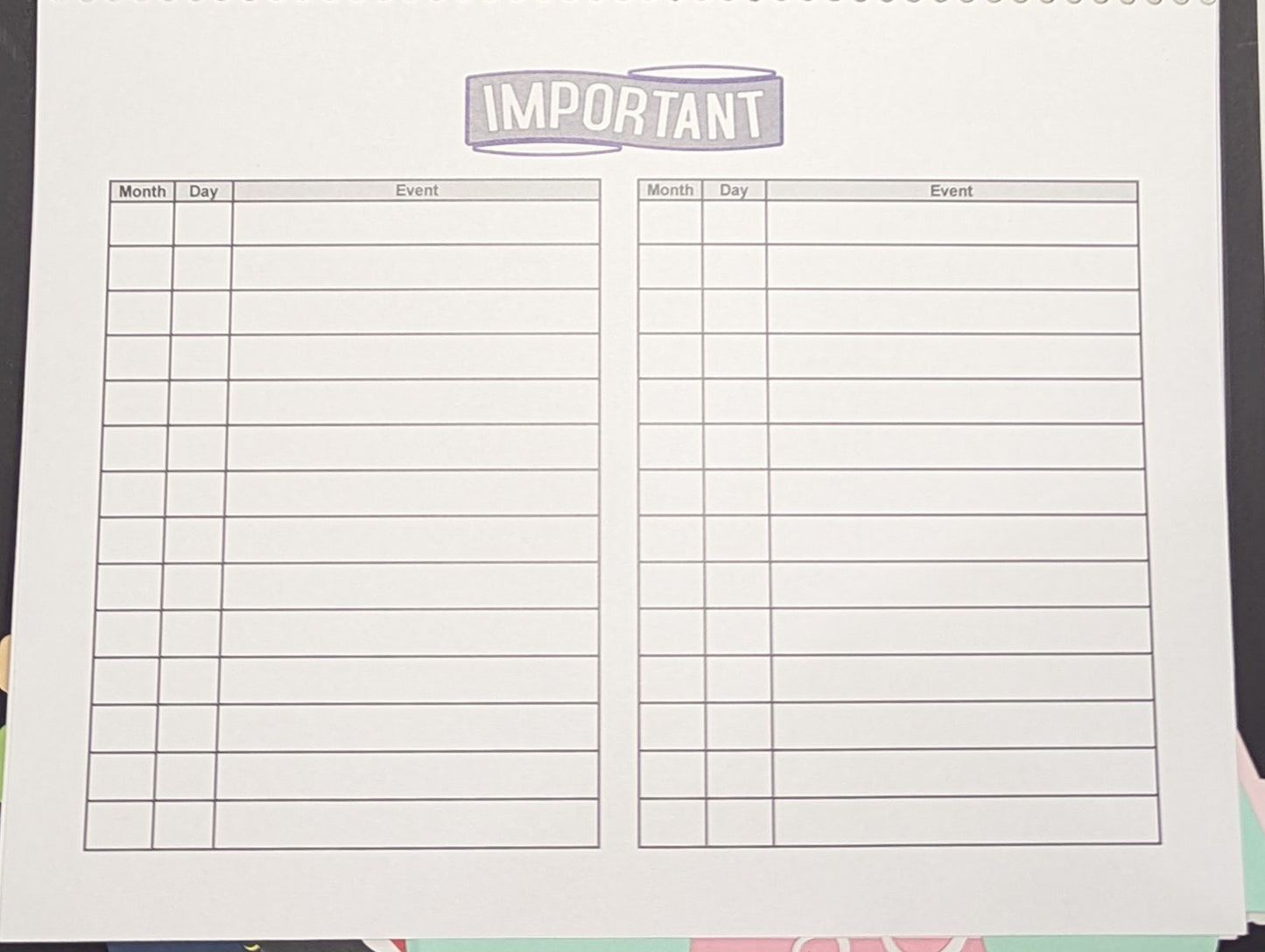 DIY 12 month Calendar