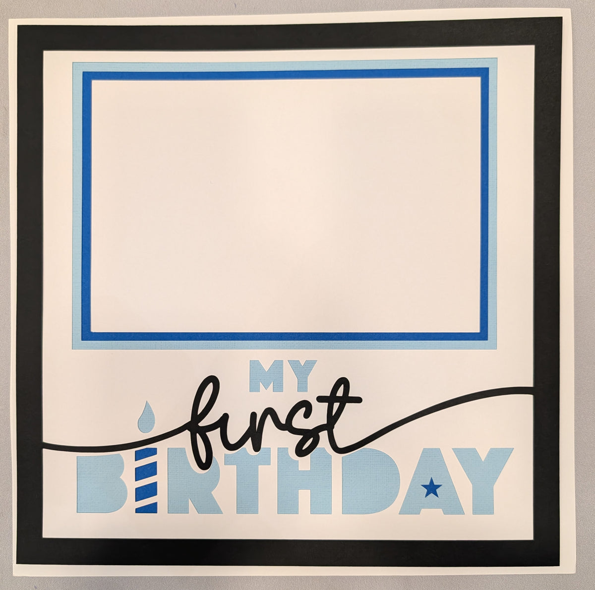 Layered Frame:  1st Birthday (12x12)  Blue