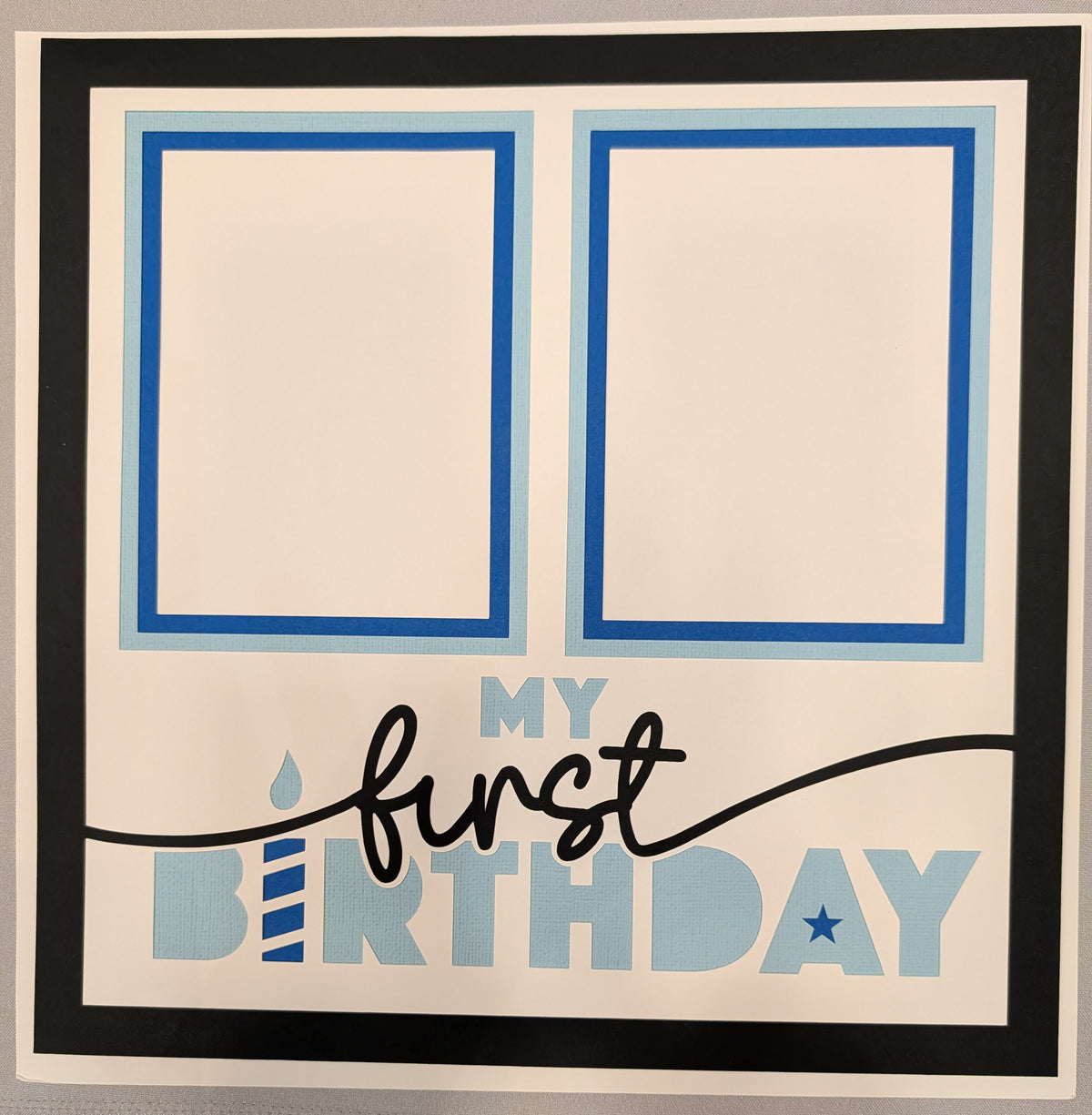 Layered Frame:  1st Birthday (12x12)  Blue