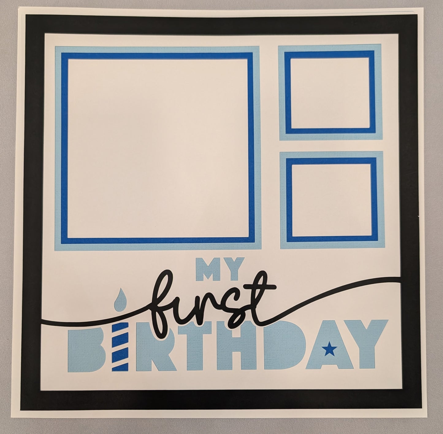 Layered Frame:  1st Birthday (12x12)  Blue