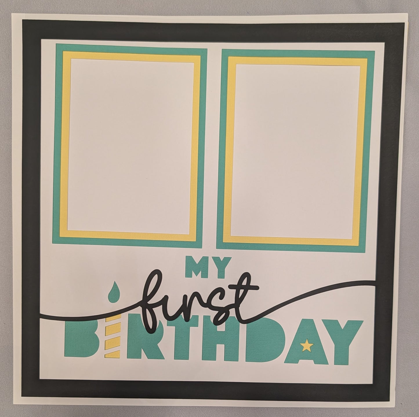 Layered Frame:  1st Birthday (12x12)  Teal