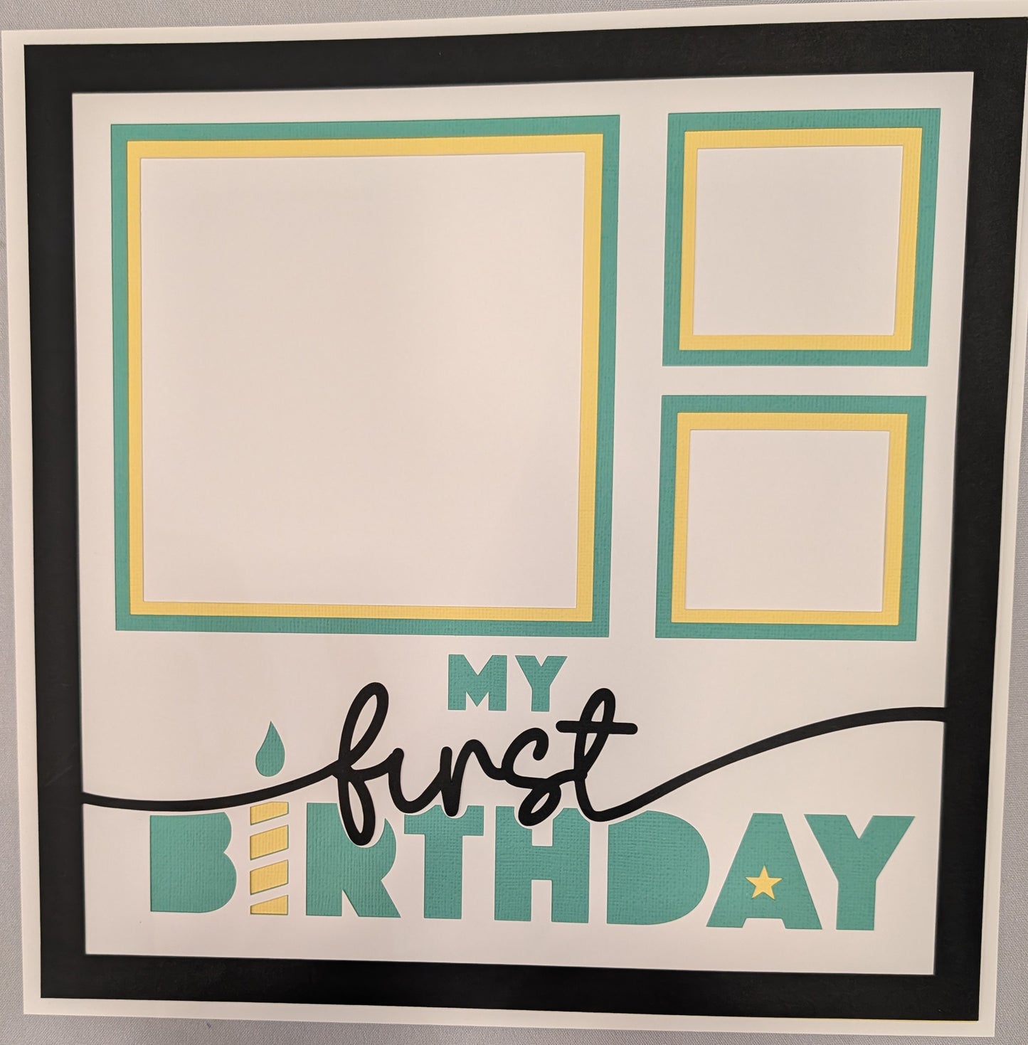 Layered Frame:  1st Birthday (12x12)  Teal