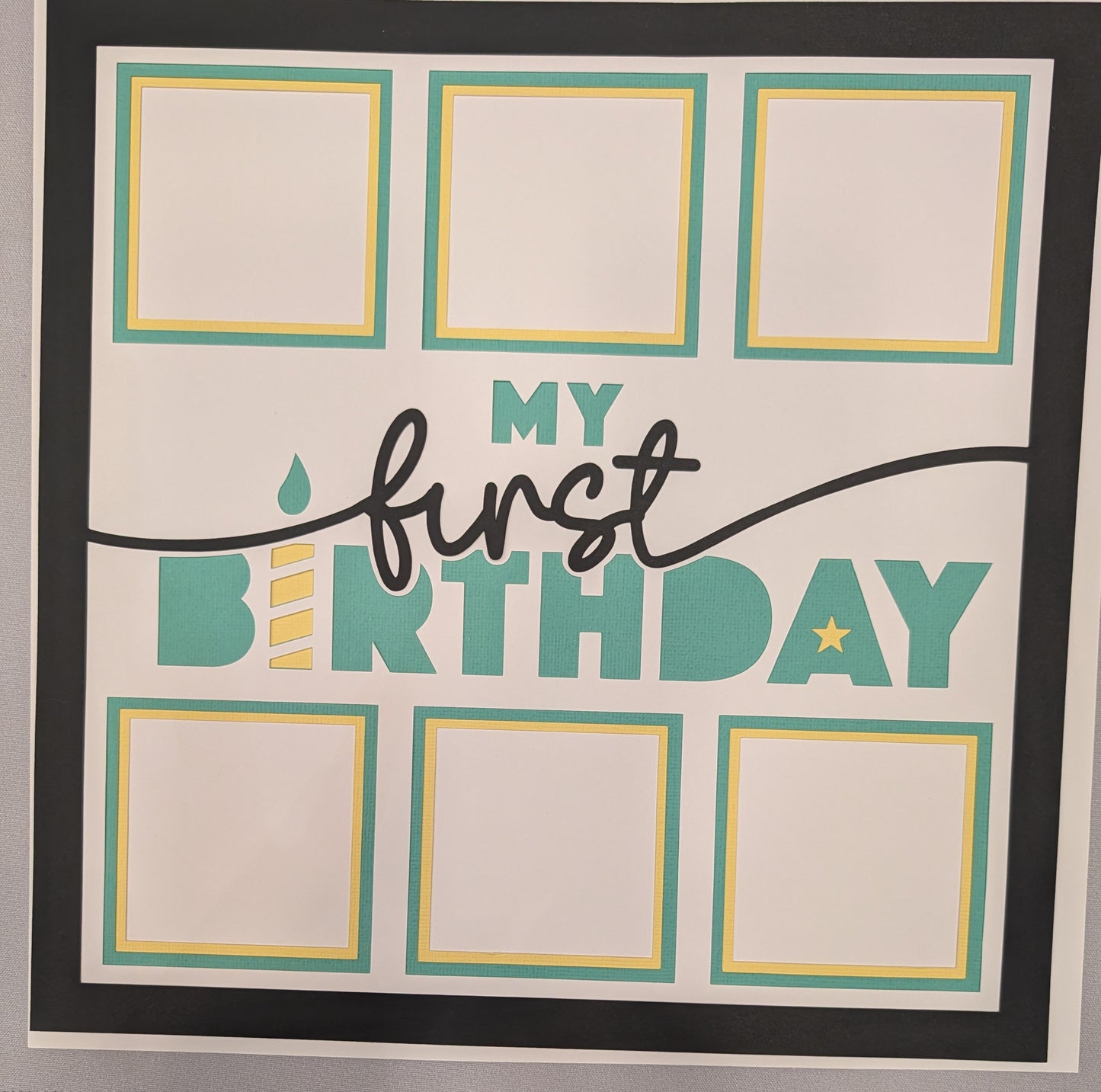 Layered Frame:  1st Birthday (12x12)  Teal