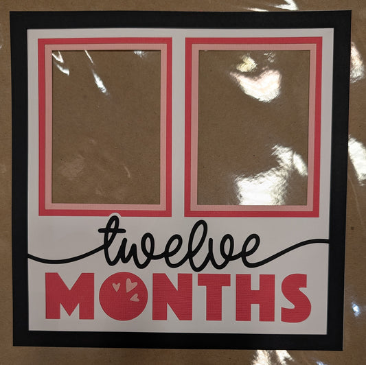Layered Frame:  Twelve Month (8x8) Pink 2 picture slots